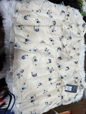 Universal Thread Cream Floral Dress with Blue and Green Accents